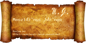 Meszlényi János névjegykártya
