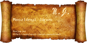 Meszlényi János névjegykártya
